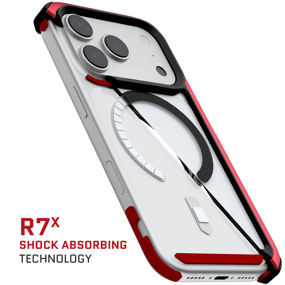 iPhone 18 Pro Case Red MagSafe Aluminum Metal Bumper Clear Protective Phone Cover