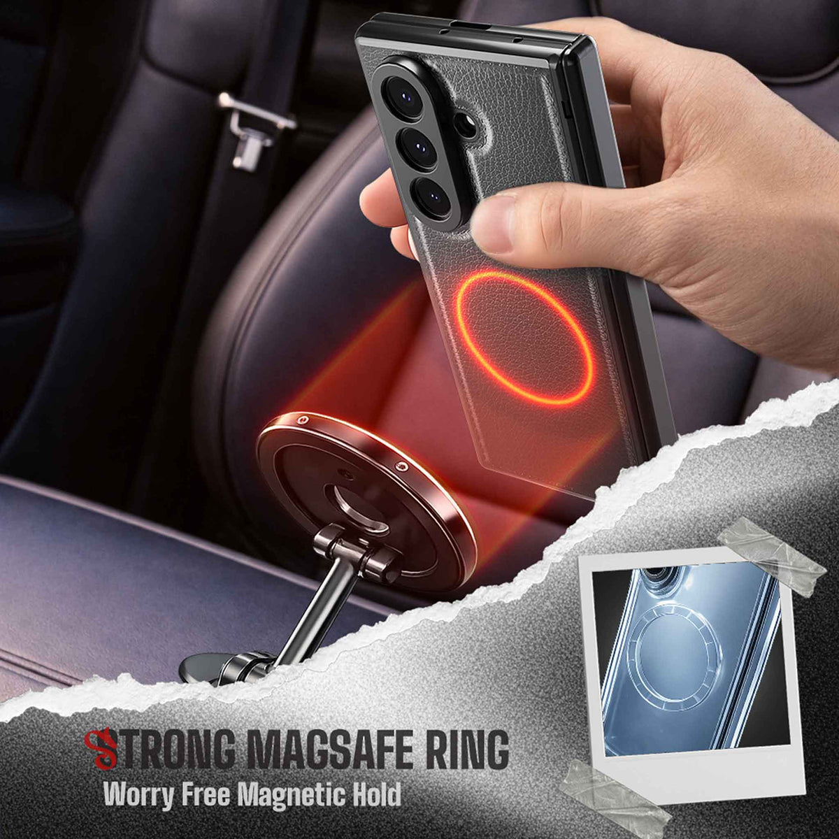 Samsung Galaxy Z Fold 7 Leather Case Gray with MagSafe