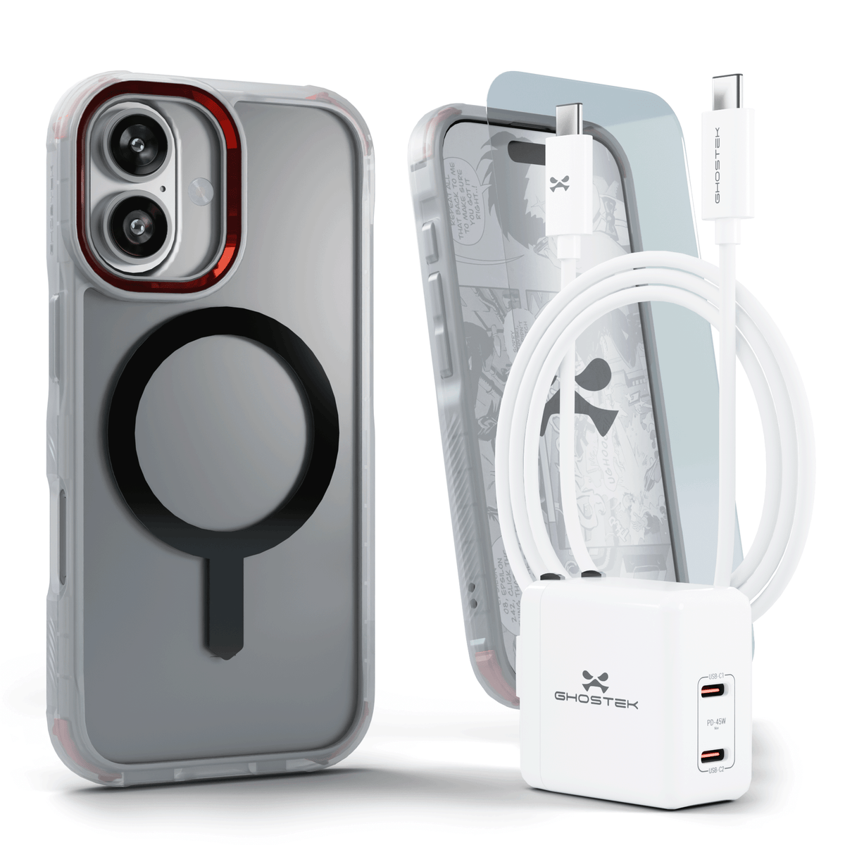 iPhone 17 Case Charger Cable Screen Protector Bundle Clear