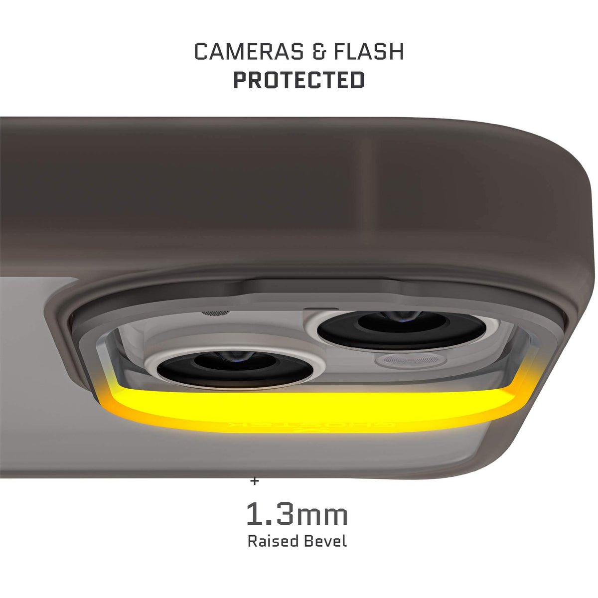 iPhone 15 Plus MagSafe Camera Kickstand Case Grey Clear