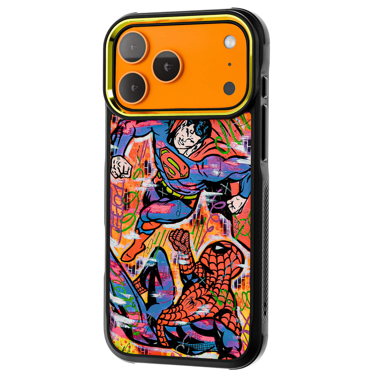 iPhone 18 Pro Max Case Spiderman vs Superman Spraypaint Collab Artwork Phone Cover MagSafe Doped Out M Artist