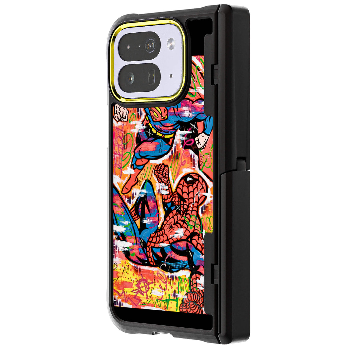 Pixel 10 Pro Fold Spiderman vs Superman Spraypaint Artist Artwork Protective Phone Case