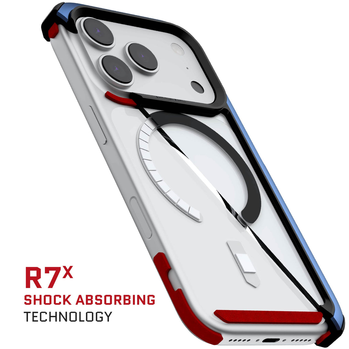 iPhone 18 Pro Case Blue MagSafe Aluminum Metal Bumper Clear Protective Phone Cover
