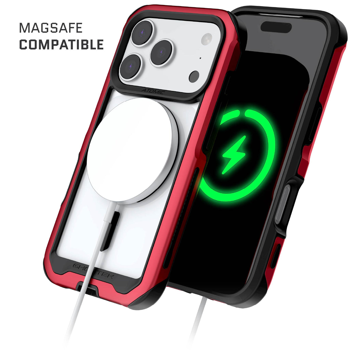 iPhone 18 Pro Case Red MagSafe Aluminum Metal Bumper Clear Protective Phone Cover