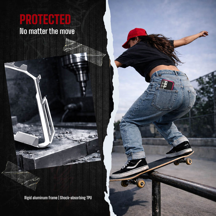 Galaxy S26 Ultra Case Clear Metal MagSafe Red Aramid Carbon Fiber