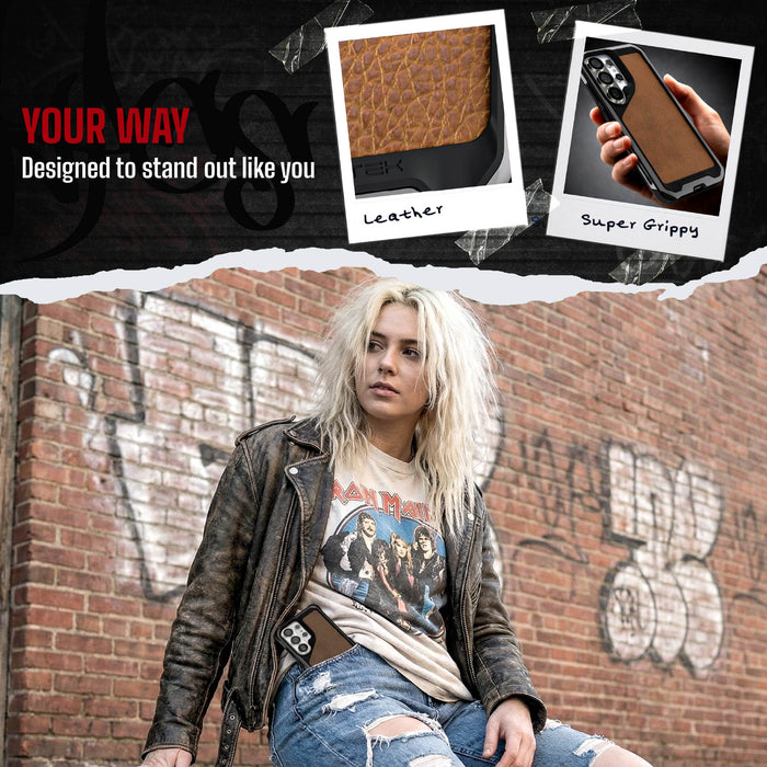 Galaxy S26 Ultra Case Clear Metal MagSafe Brown Leather Gunmetal