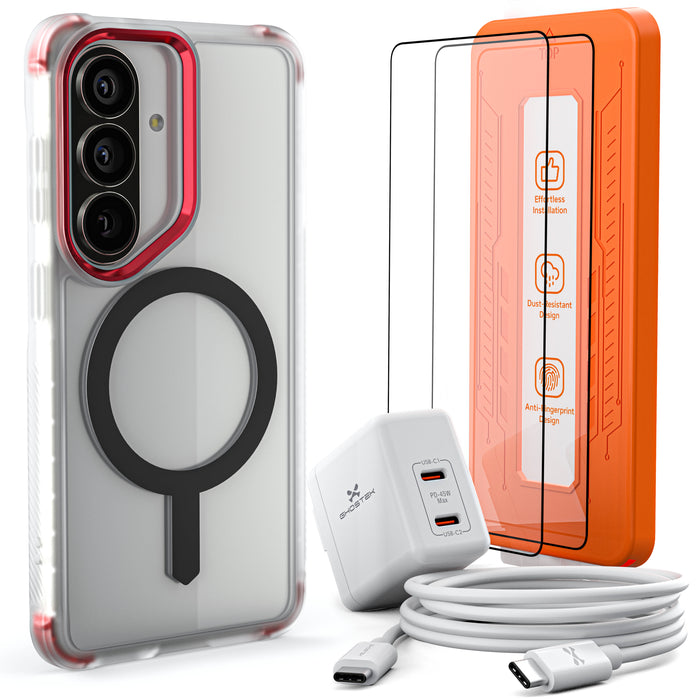 Galaxy S26 Series Bundle – Case + Charger + Cable + Screen Protector