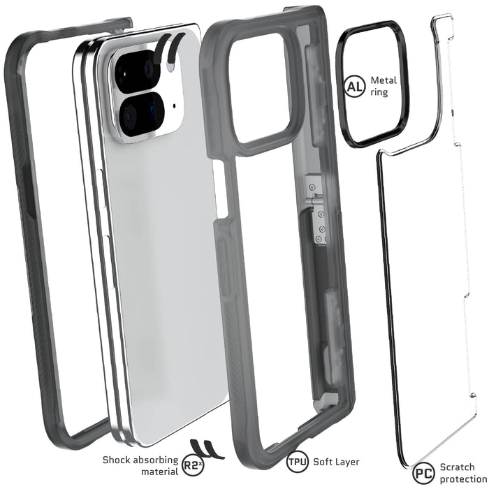 Pixel 10 Pro Fold Case Smoke Matte Clear Protective Phone Cover Kickstand Hinge Protection