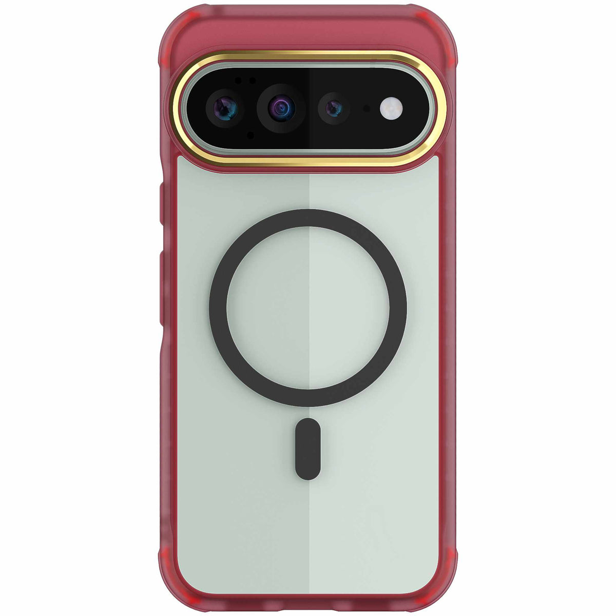 Google Pixel 11 Pro XL Case Clear Red MagSafe Magnetic Ring Protective Phone Cover