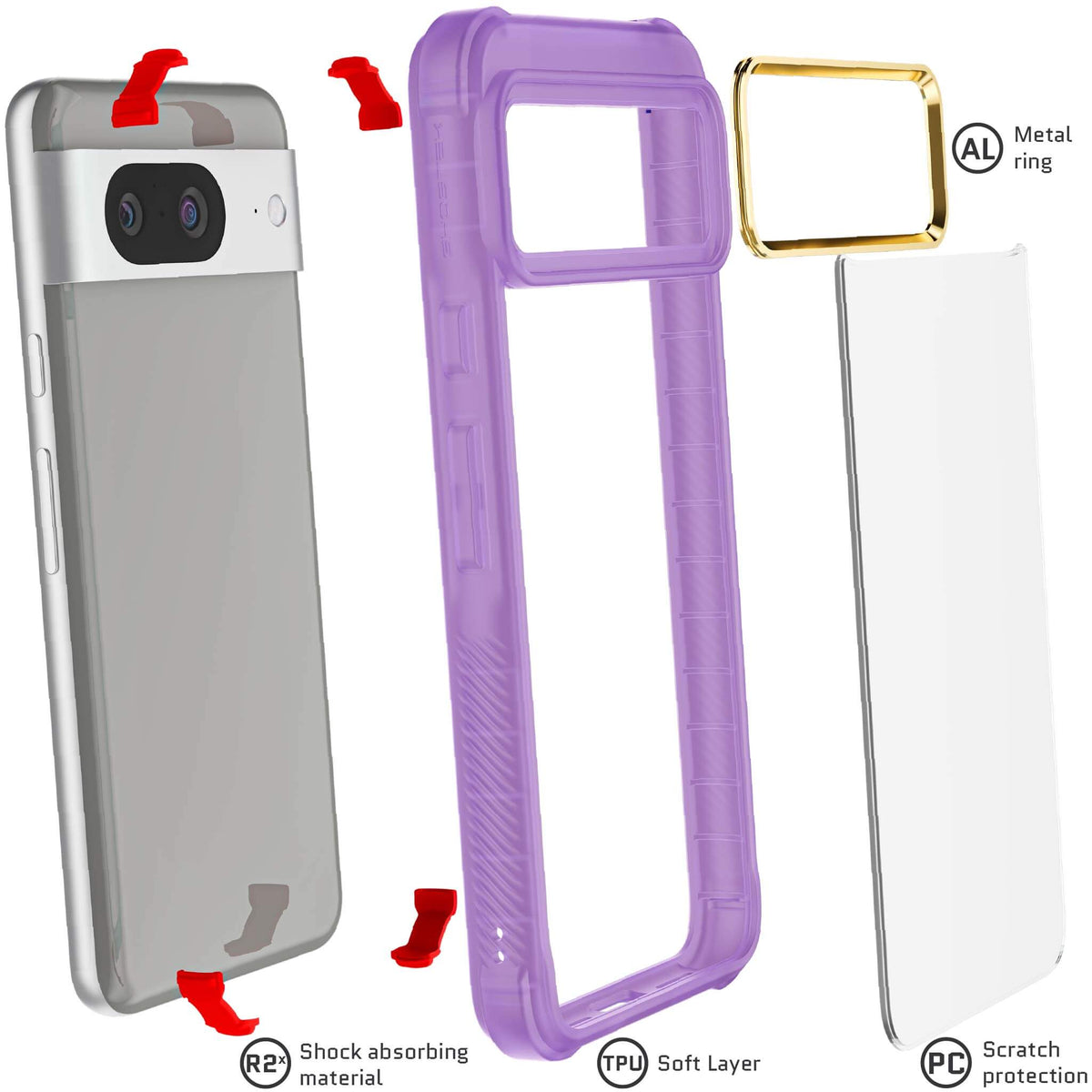 Purple Google Pixel 8 Clear Case