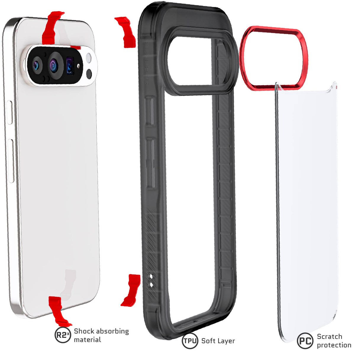Pixel 9 Pro Clear Smoke Protective Phone Case Cover