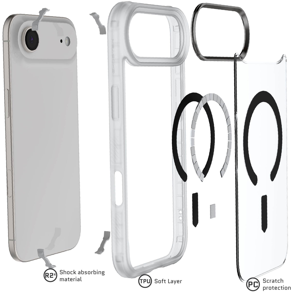 iPhone Air Case Clear Matte MagSafe Protective Phone Cover Magnetic