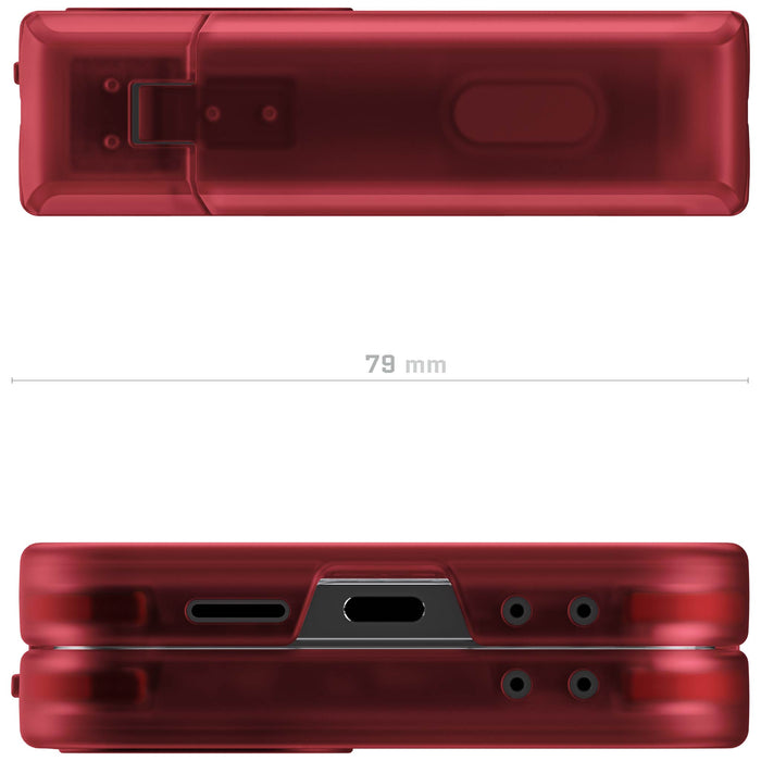 Red ZFlip6 Clear Protective Phone Case with Kickstand and Hinge Cover