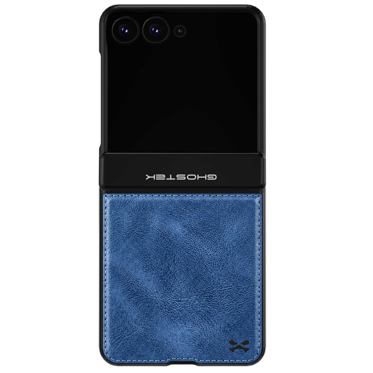 Samsung Galaxy Z Flip 8 Leather Case Blue MagSafe Magnetic Hinge Cover
