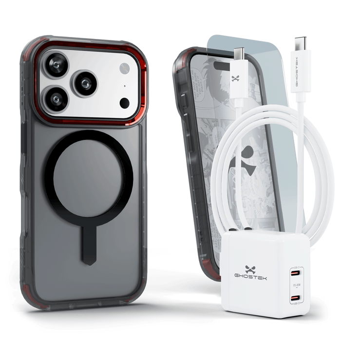 iPhone 17 Pro Case Charger Cable Screen Protector Bundle Smoke