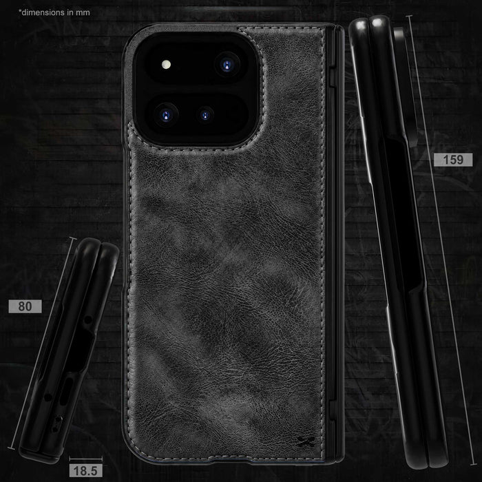Google Pixel 11 Pro Fold Black Leather Case with MagSafe and Screen Protector