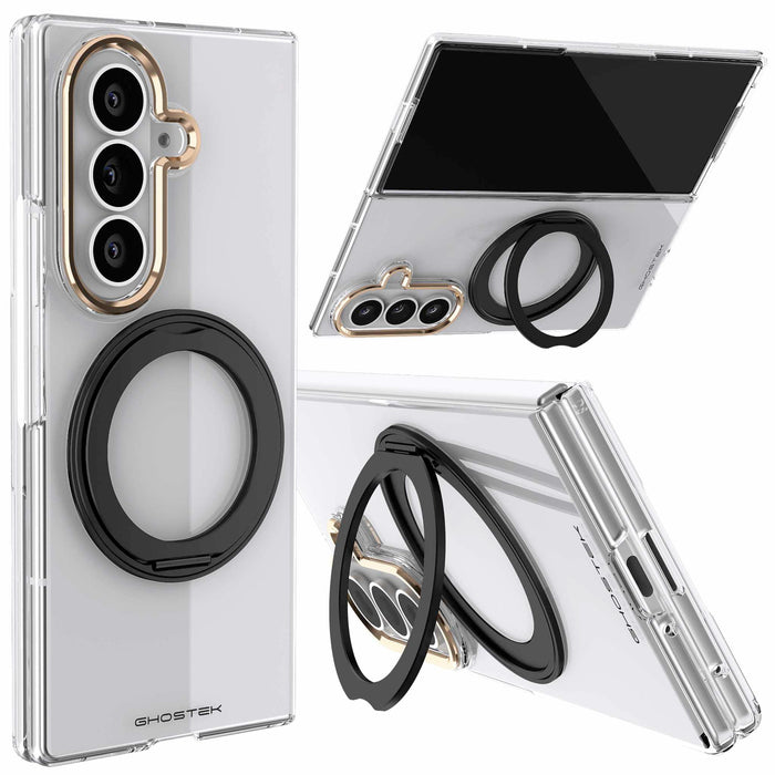 Samsung Galaxy Z Fold 8 Ultra Case Clear Gold MagSafe Magnetic Kickstand Protective Phone Case