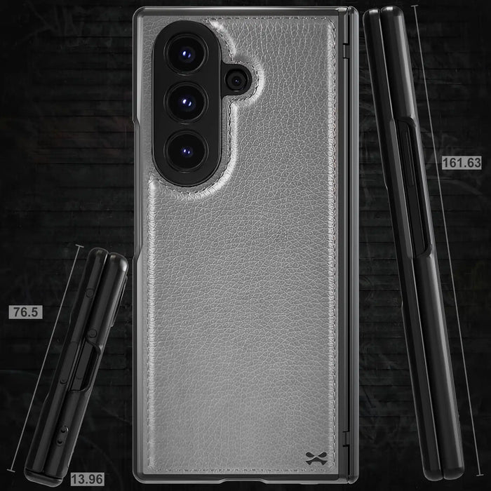 Z Fold 7 Case Leather Gray with MagSafe Magnetic