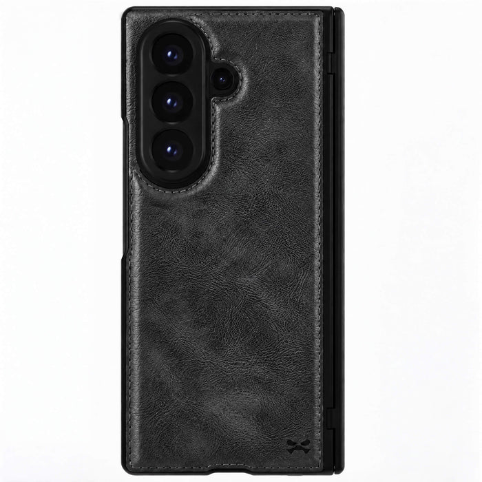 Galaxy Z Fold 8 Ultra Black Leather Case with MagSafe and Screen Protector