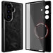 Galaxy Z Fold 8 Ultra Black Leather Case with MagSafe and Screen Protector