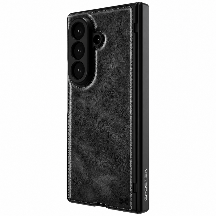 Galaxy Z Fold 8 Ultra Black Leather Case with MagSafe and Screen Protector