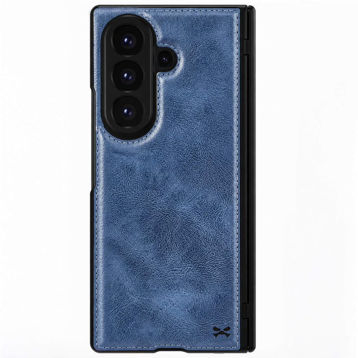 Galaxy Z Fold 8 Ultra Blue Leather Case with MagSafe and Screen Protector