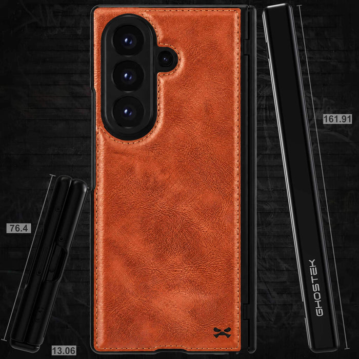 Galaxy Z Fold 8 Ultra Brown Leather Case with MagSafe and Screen Protector