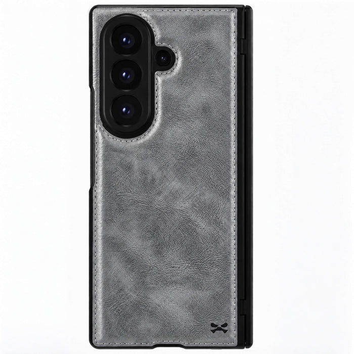 Galaxy Z Fold 8 Ultra Gray Leather Case with MagSafe and Screen Protector