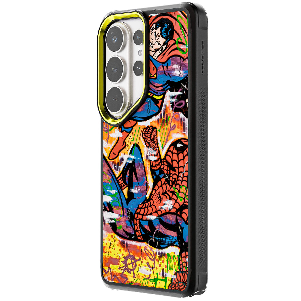 Galaxy S26 Ultra Spiderman vs Superman Spraypaint Artist Artwork Protective Phone Case