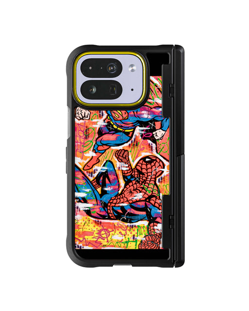 Pixel 10 Pro Fold Spiderman vs Superman Spraypaint Artist Artwork Protective Phone Case